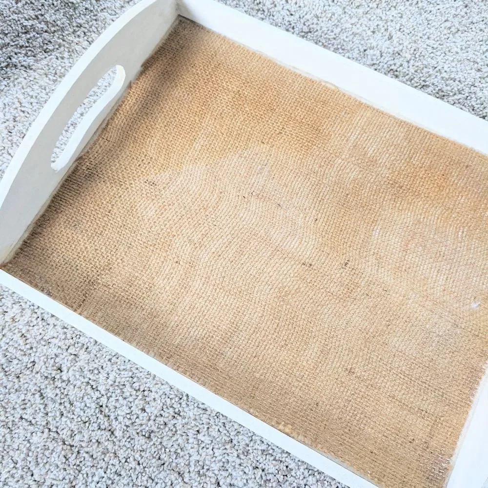 Burlap Insert Tray Farmhouse White Decor Chic Serving Ottoman Jute Quiet Luxury